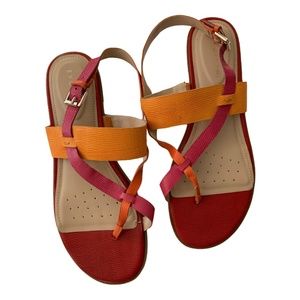 Evolve Avah Leather Sandals Orange Red Pink 10